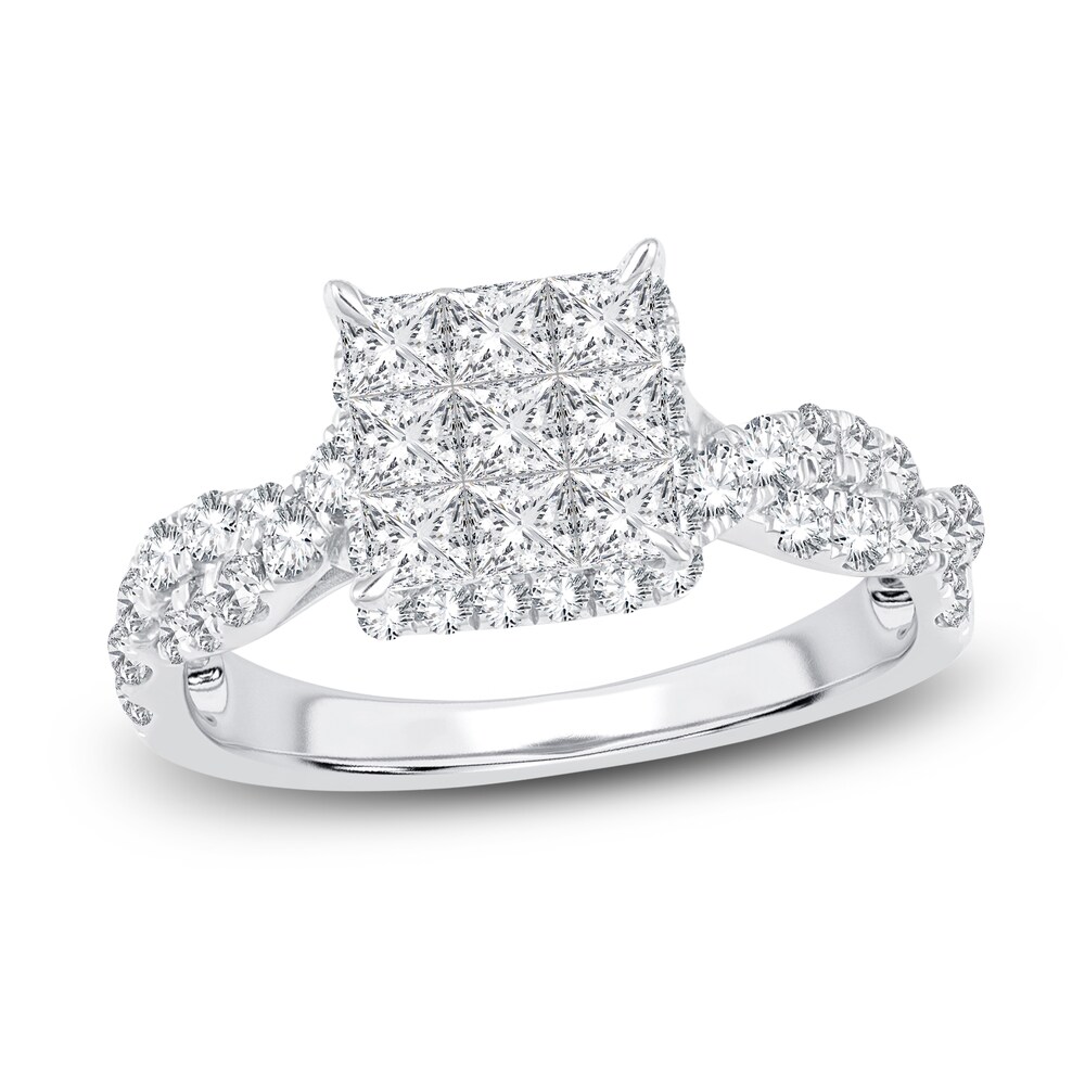 Diamond Engagement Ring 1-1/4 ct tw Princess/Round 14K White Gold jEAJiJge