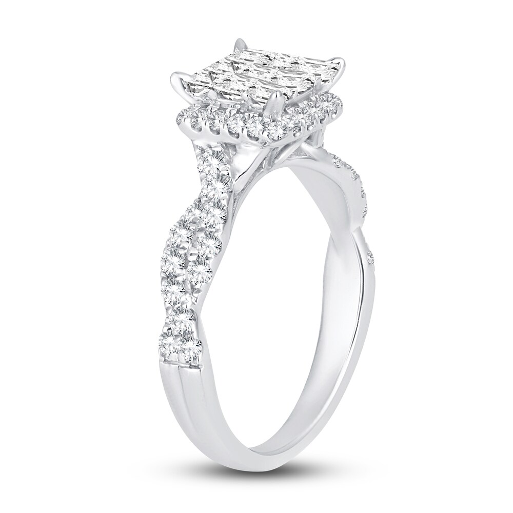 Diamond Engagement Ring 1-1/4 ct tw Princess/Round 14K White Gold jEAJiJge