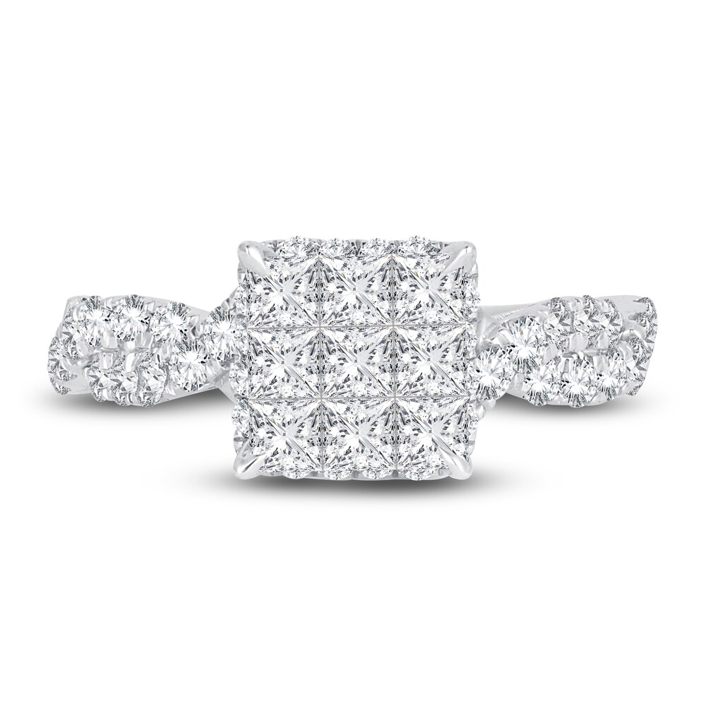 Diamond Engagement Ring 1-1/4 ct tw Princess/Round 14K White Gold jEAJiJge