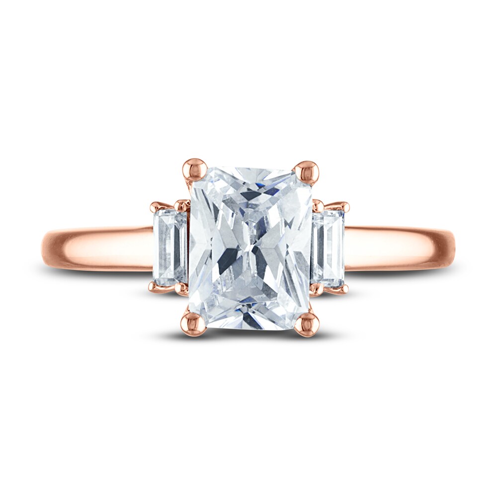 Vera Wang WISH Diamond Engagement Ring 2-1/5 ct tw Emerald/Baguette/ Round 18K Rose Gold jEs3dOBl