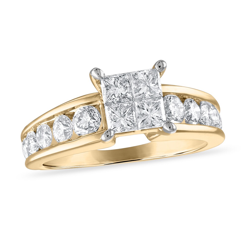 Diamond Engagement Ring 1-7/8 ct tw Princess/Round 14K Yellow Gold jVwS2zNX