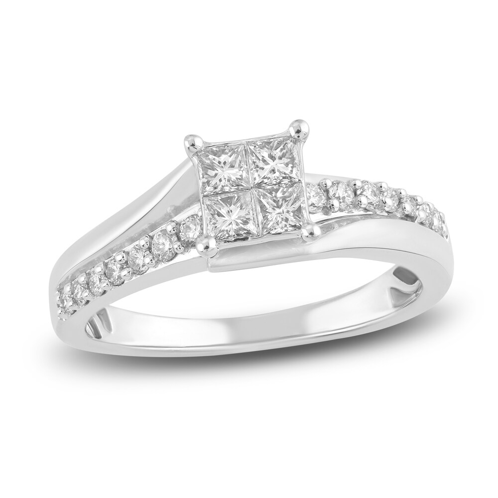 Diamond Engagement Ring 1/2 ct tw Princess/Round 14K White Gold jXljAPXc