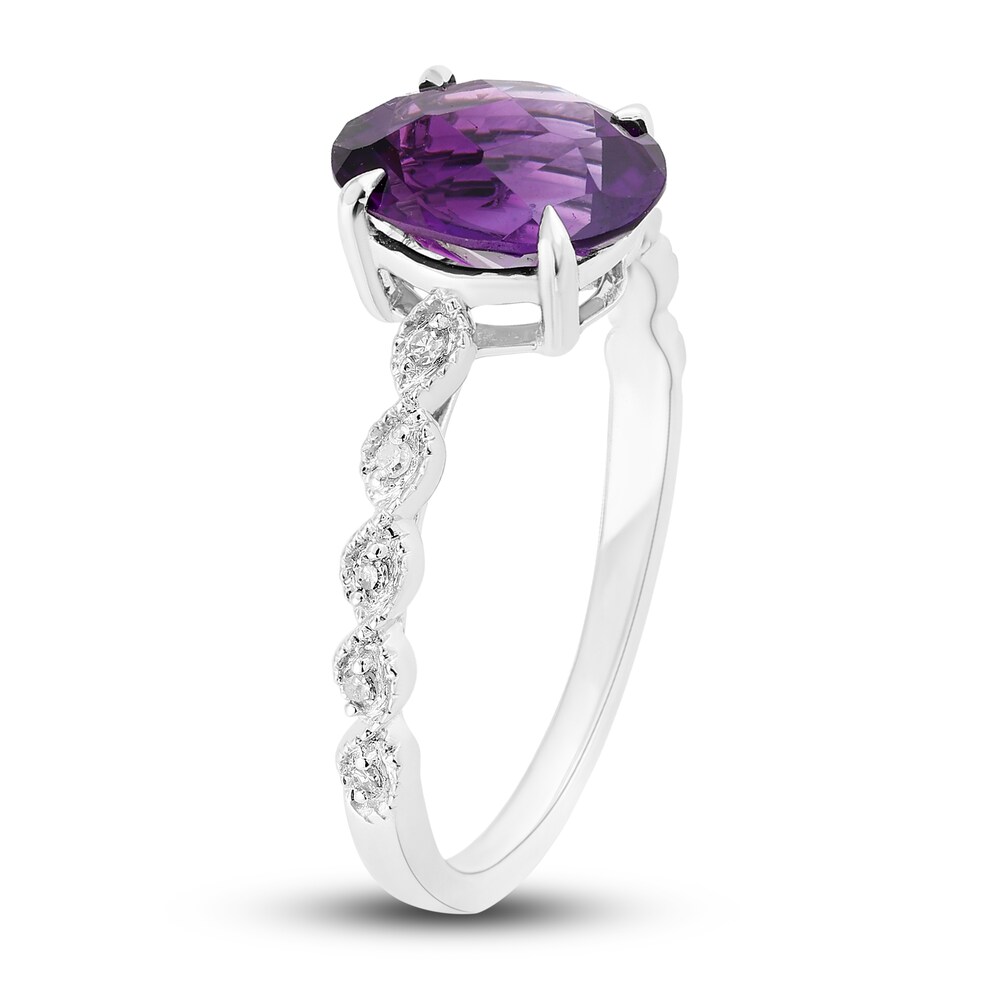 Natural Amethyst Engagement Ring 1/20 ct tw Diamonds 14K White Gold jZCqvZ6f