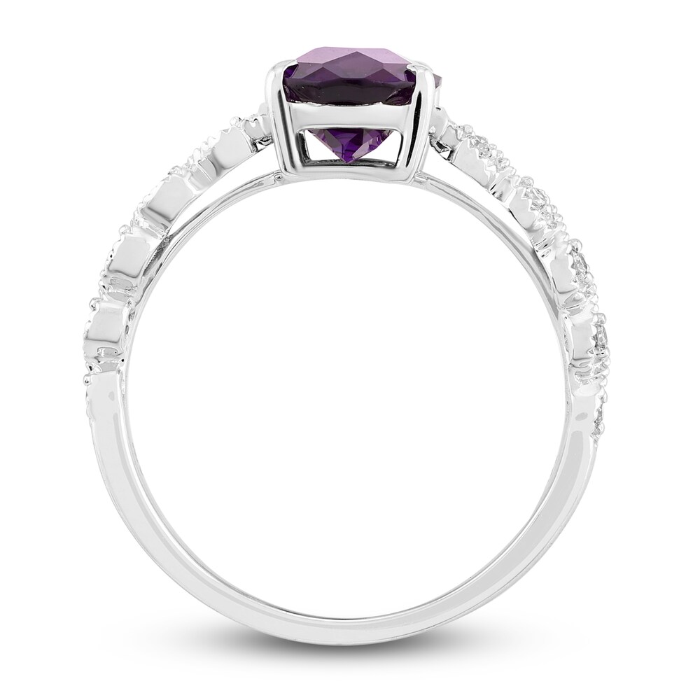 Natural Amethyst Engagement Ring 1/20 ct tw Diamonds 14K White Gold jZCqvZ6f
