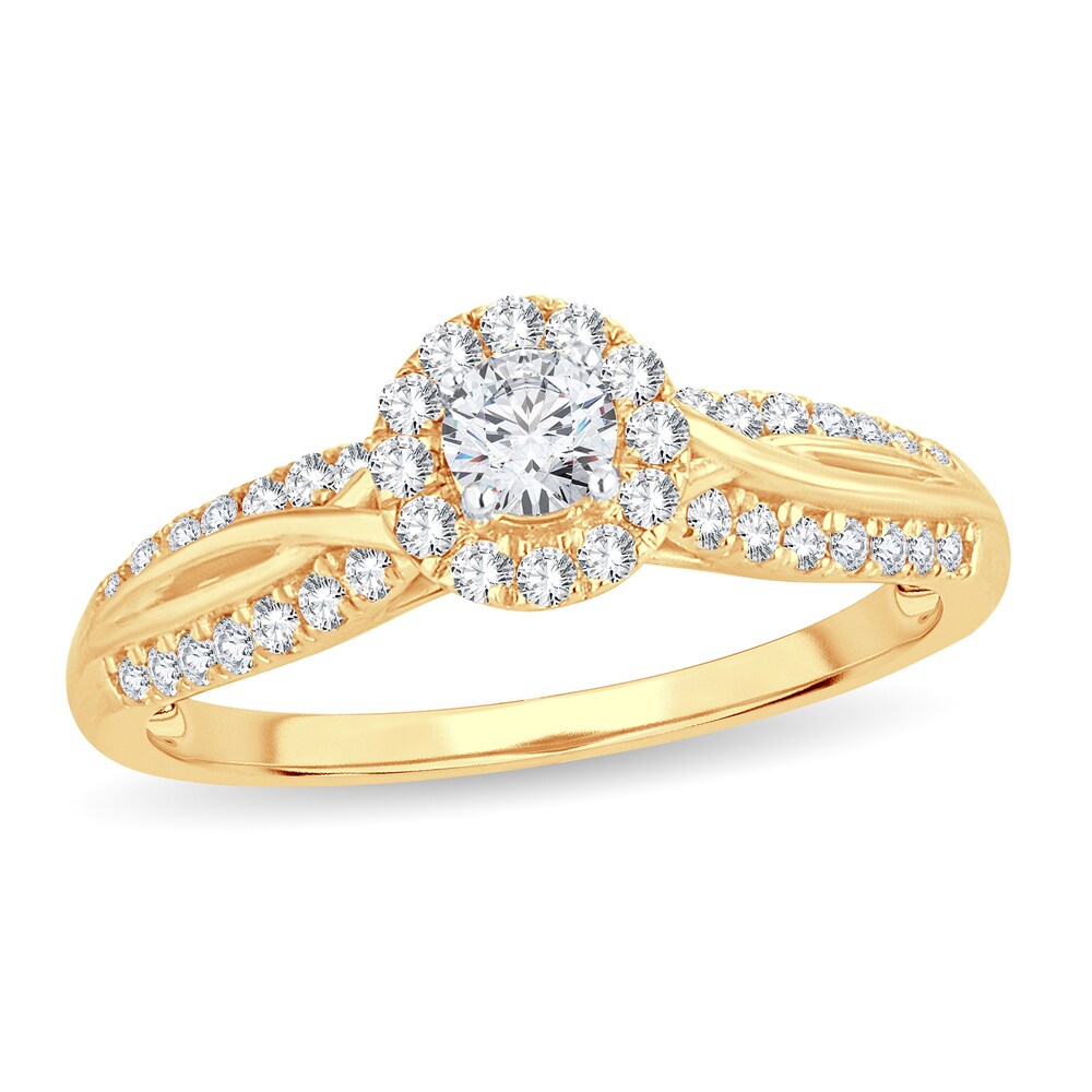 Diamond Ring 1/2 ct tw Round 14K Yellow Gold jd21A5mN