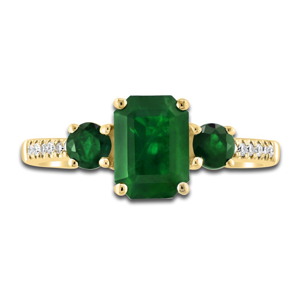 LALI Jewels Natural Emerald 3-Stone Engagement Ring 1/15 ct tw 14K Yellow Gold jlUlYC1n