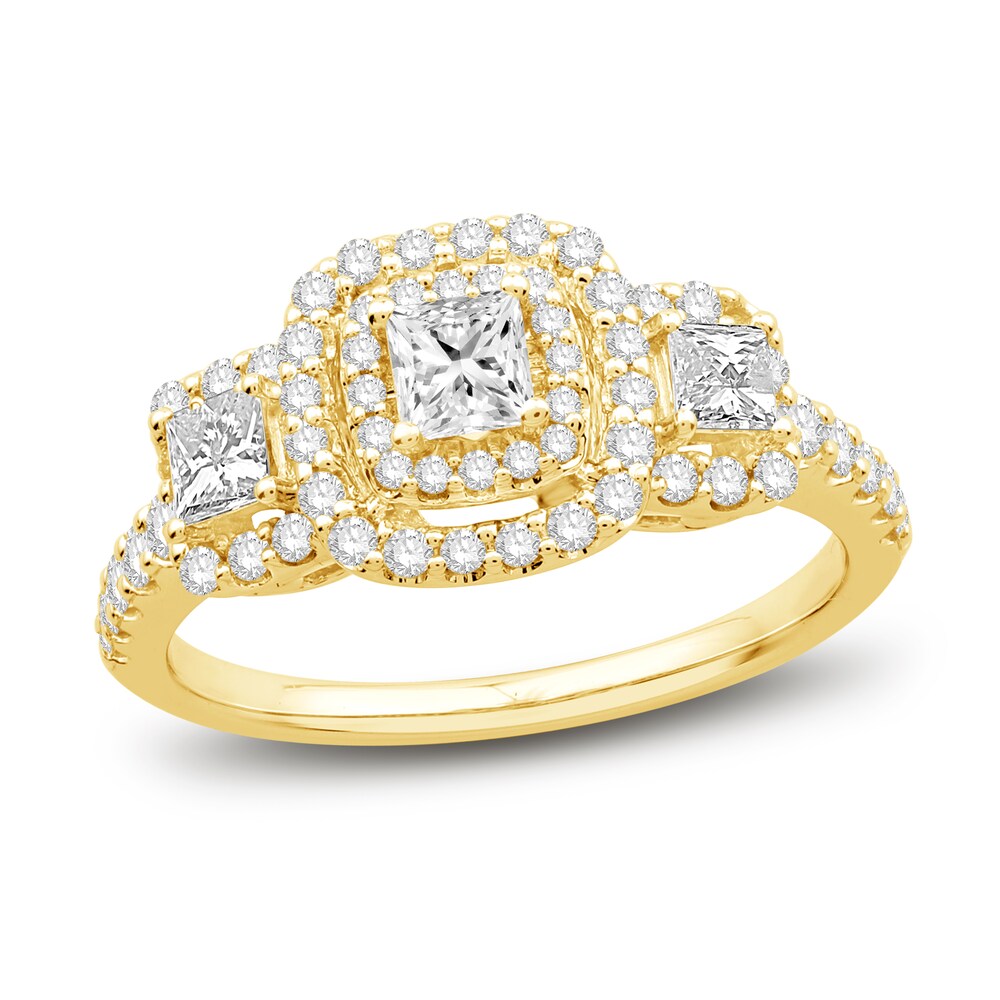 Diamond Engagement Ring 7/8 ct tw Princess/Round 14K Yellow Gold juRyPrOu