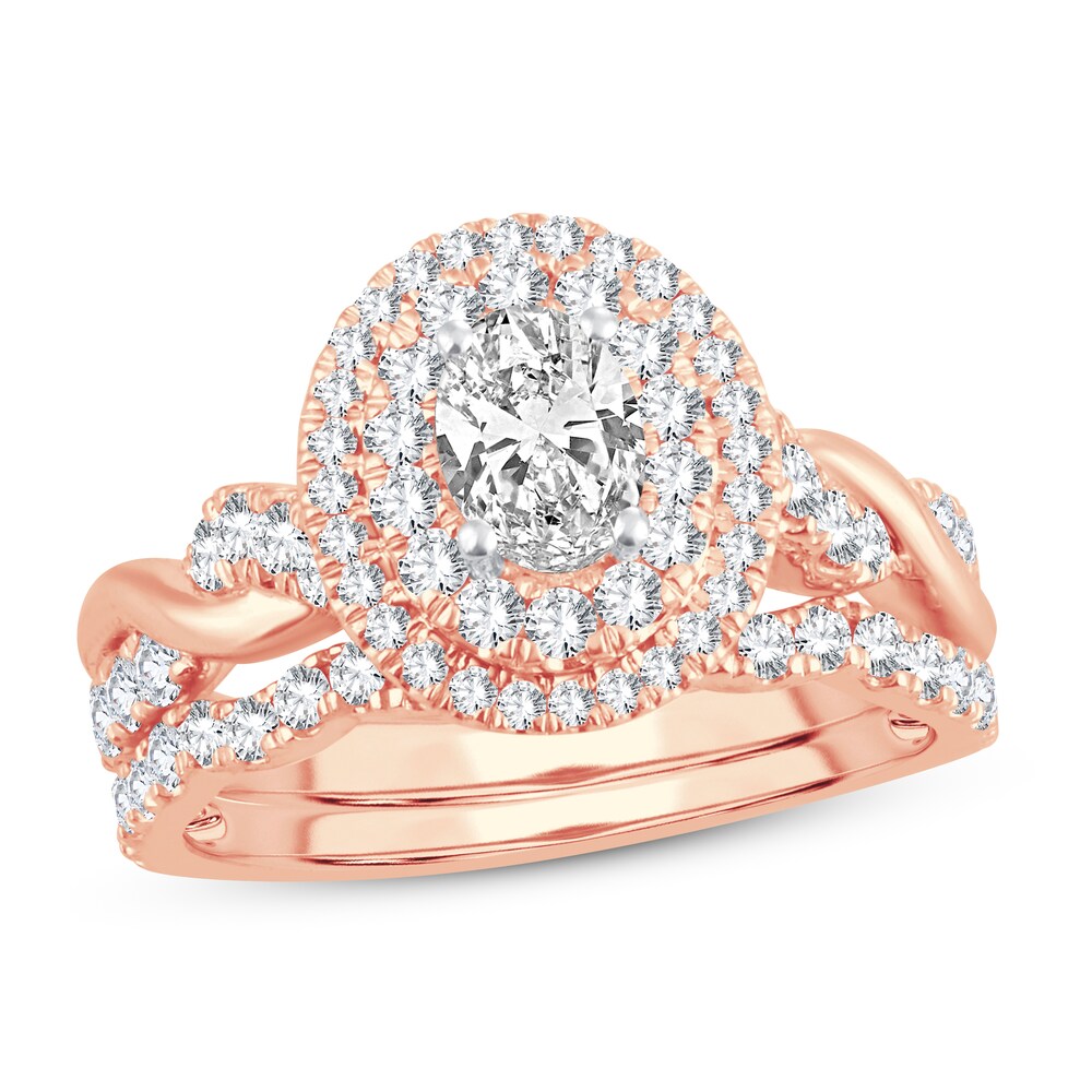 Diamond Bridal Set 1-1/2 ct tw Oval 14K Rose Gold juWl830H