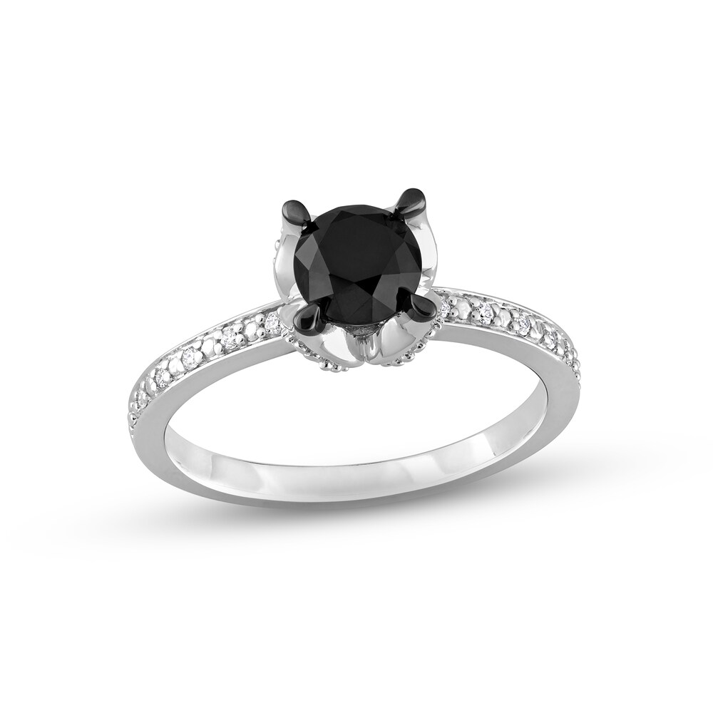 Black Diamond Engagement Ring 1 ct tw Round 14K White Gold k2efQkBp