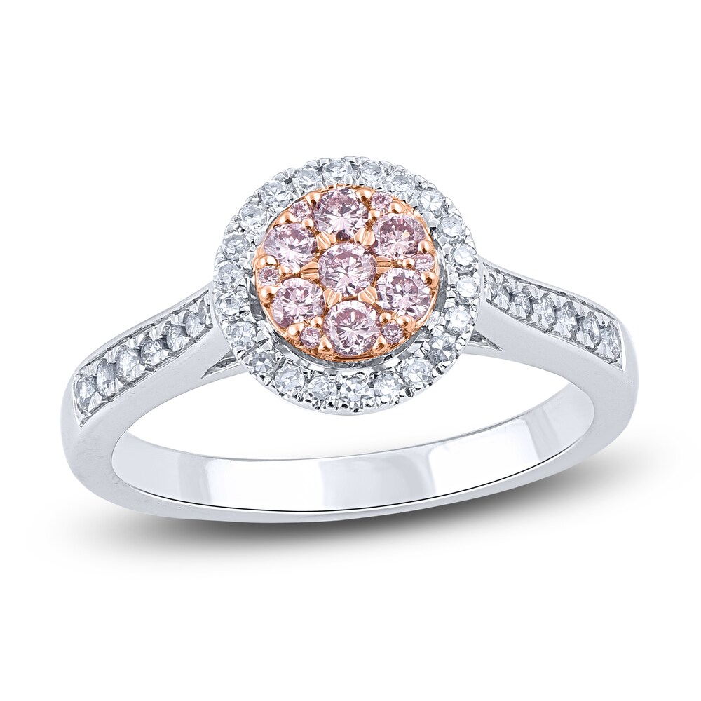 Pink & White Diamond Engagement Ring 1/2 ct tw Round 14K Two-Tone Gold k3MNfQgg