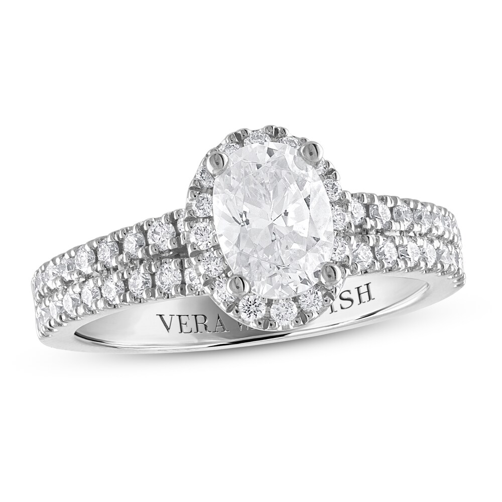 Vera Wang WISH Diamond Engagement Ring 1-1/4 ct tw Oval/Round Platinum kMlvSvx9