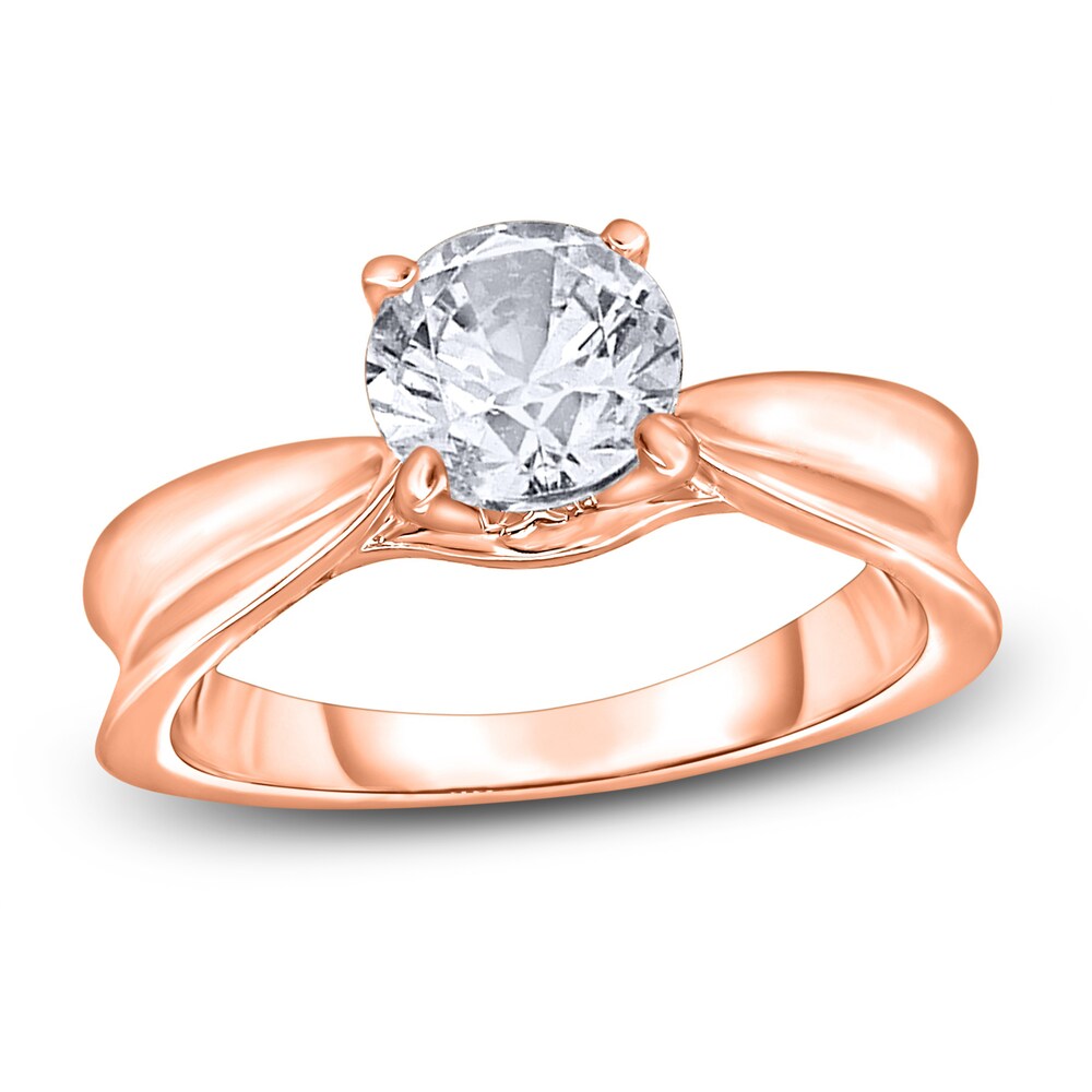 Diamond Solitaire Concave Engagement Ring 1 ct tw Round 14K Rose Gold (I2/I) kP4wQfaQ