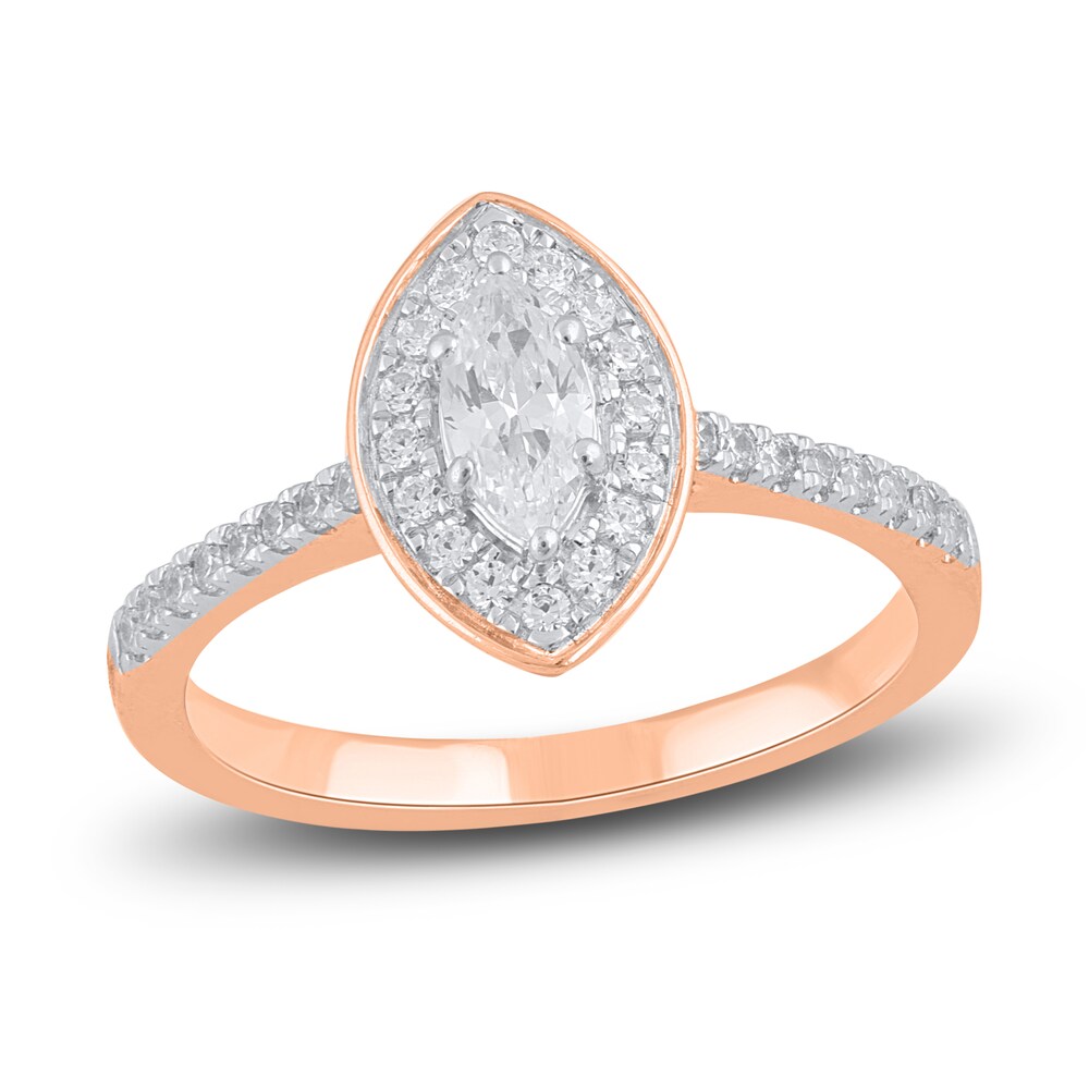 Diamond Engagement Ring 3/4 ct tw Marquise/Round 14K Rose Gold kPHm4yCP