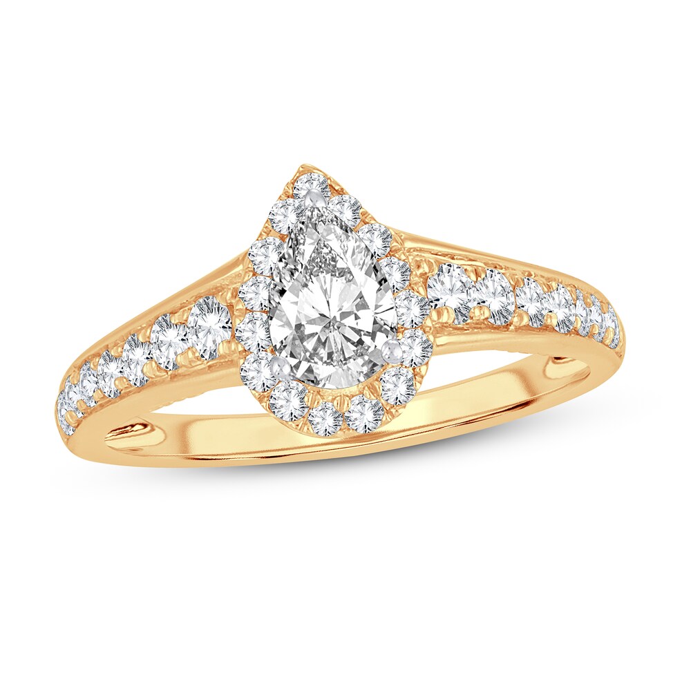 Diamond Engagement Ring 1 ct tw Round/Pear-shaped 14K Yellow Gold kPMxYV0S