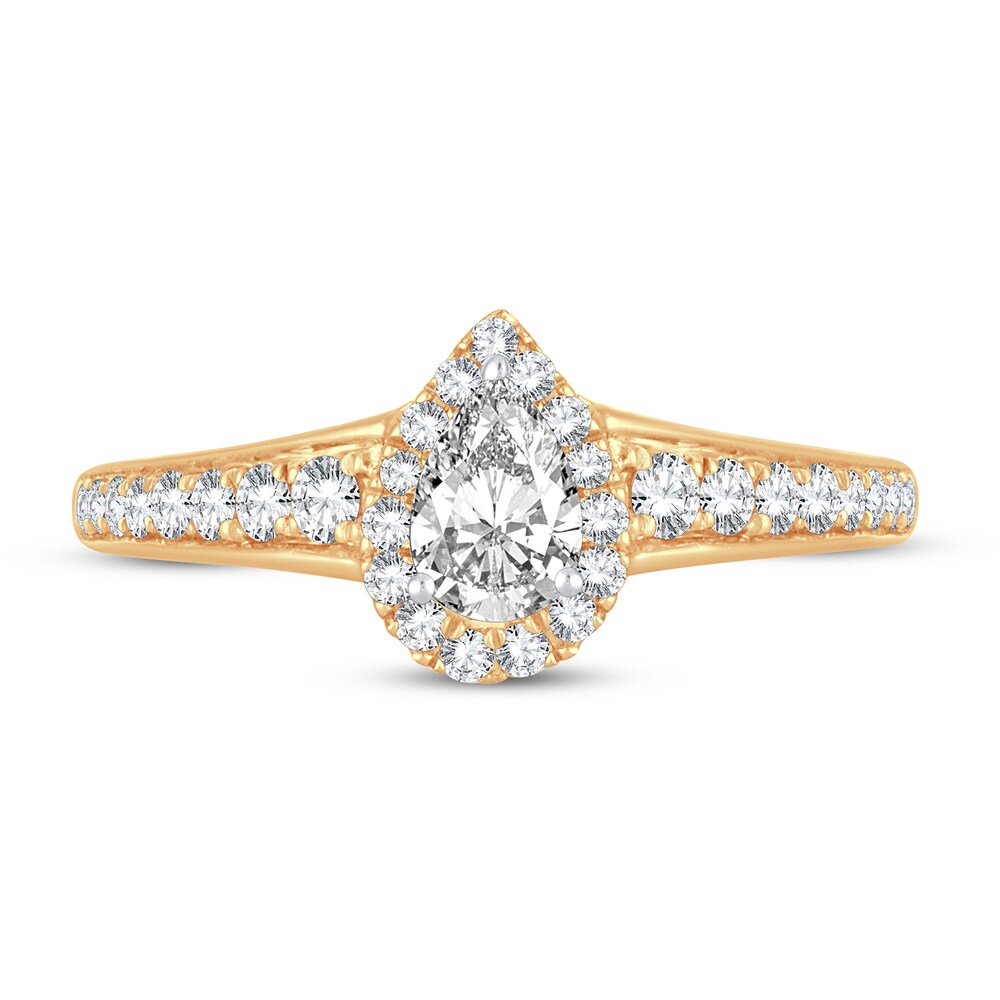Diamond Engagement Ring 1 ct tw Round/Pear-shaped 14K Yellow Gold kPMxYV0S