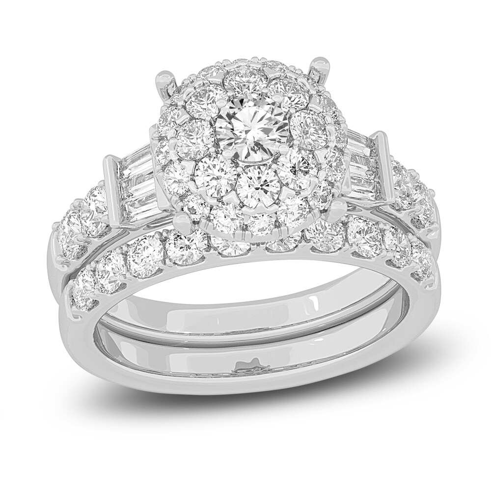 Diamond Halo Bridal Set 2 ct tw Round 14K White Gold kUpDsIOF