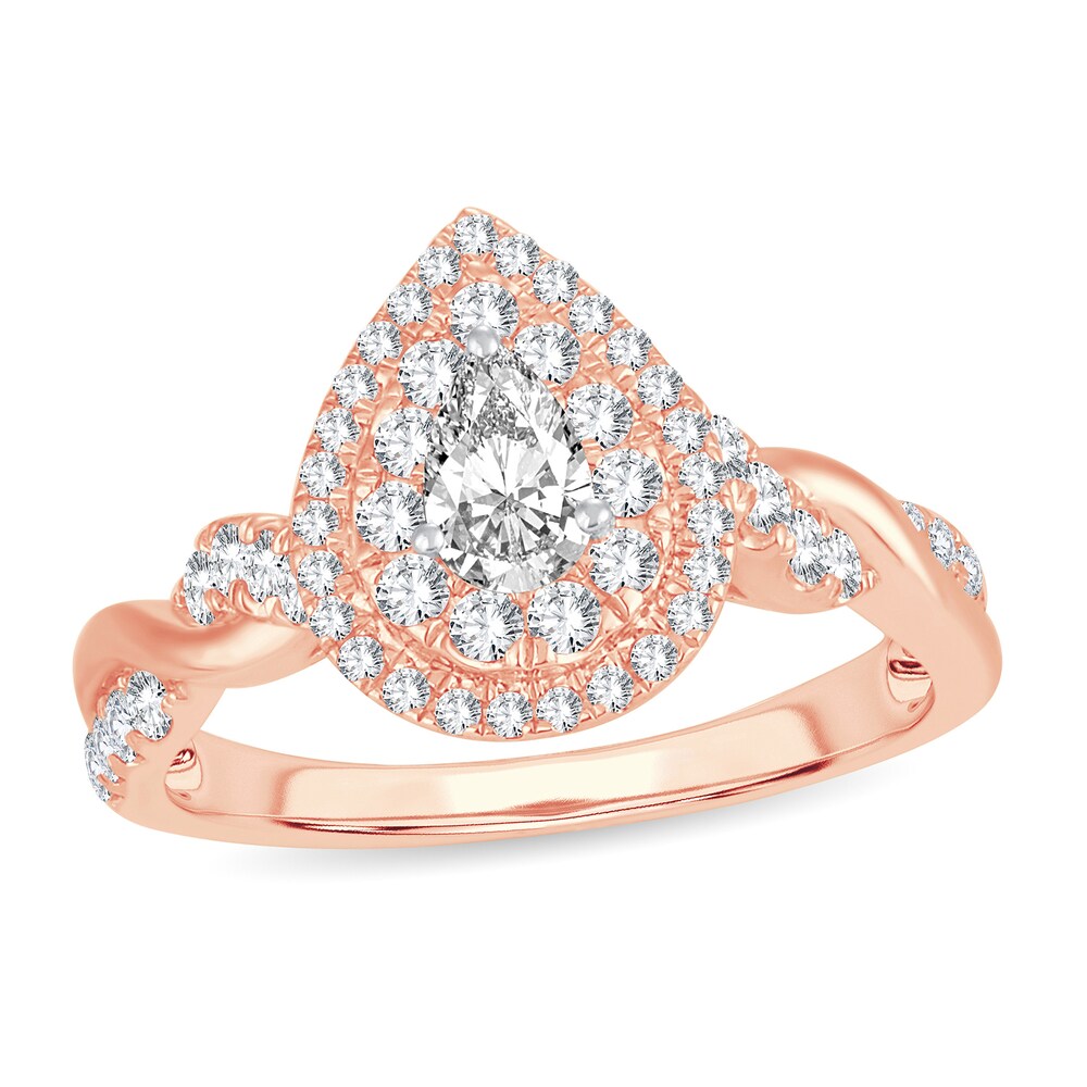 Diamond Ring 1 ct tw Pear-shaped 14K Rose Gold kXR605Xz