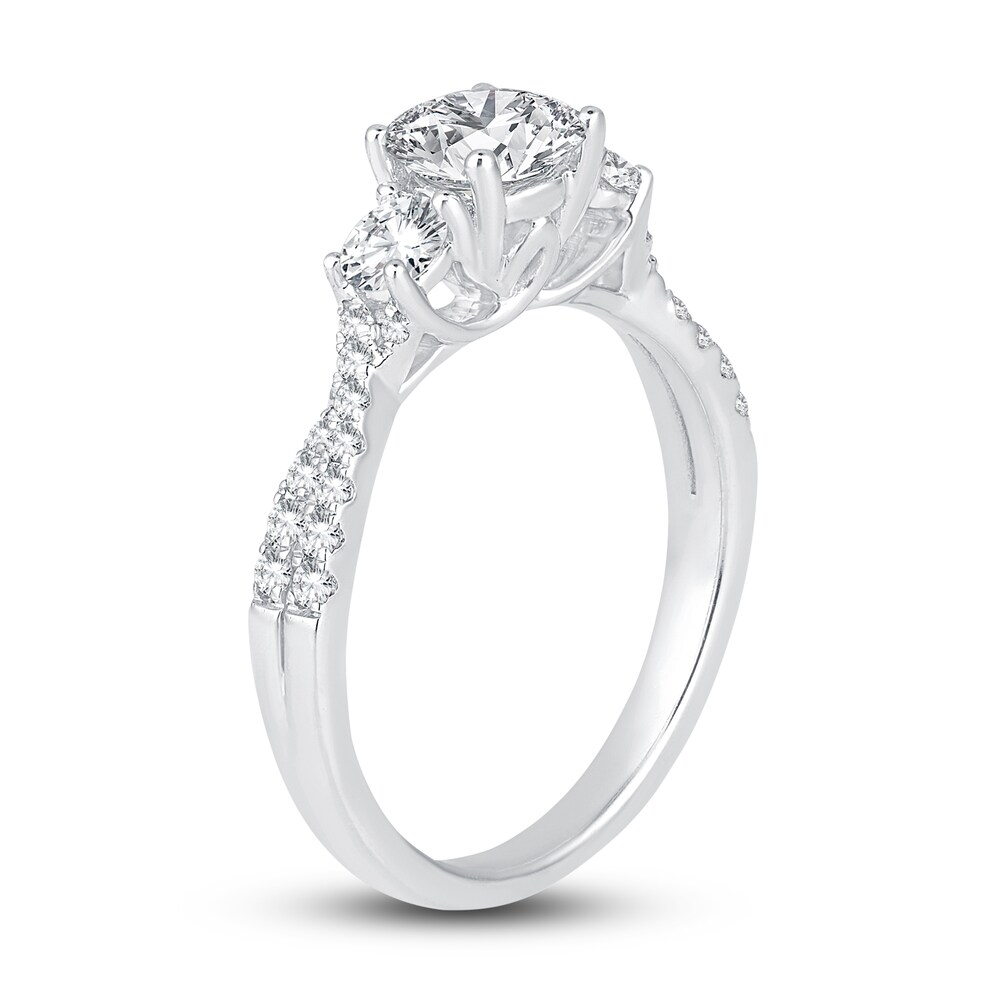 Diamond 3-Stone Engagement Ring 1-1/4 ct tw Round 14K White Gold kjE1Y7gc