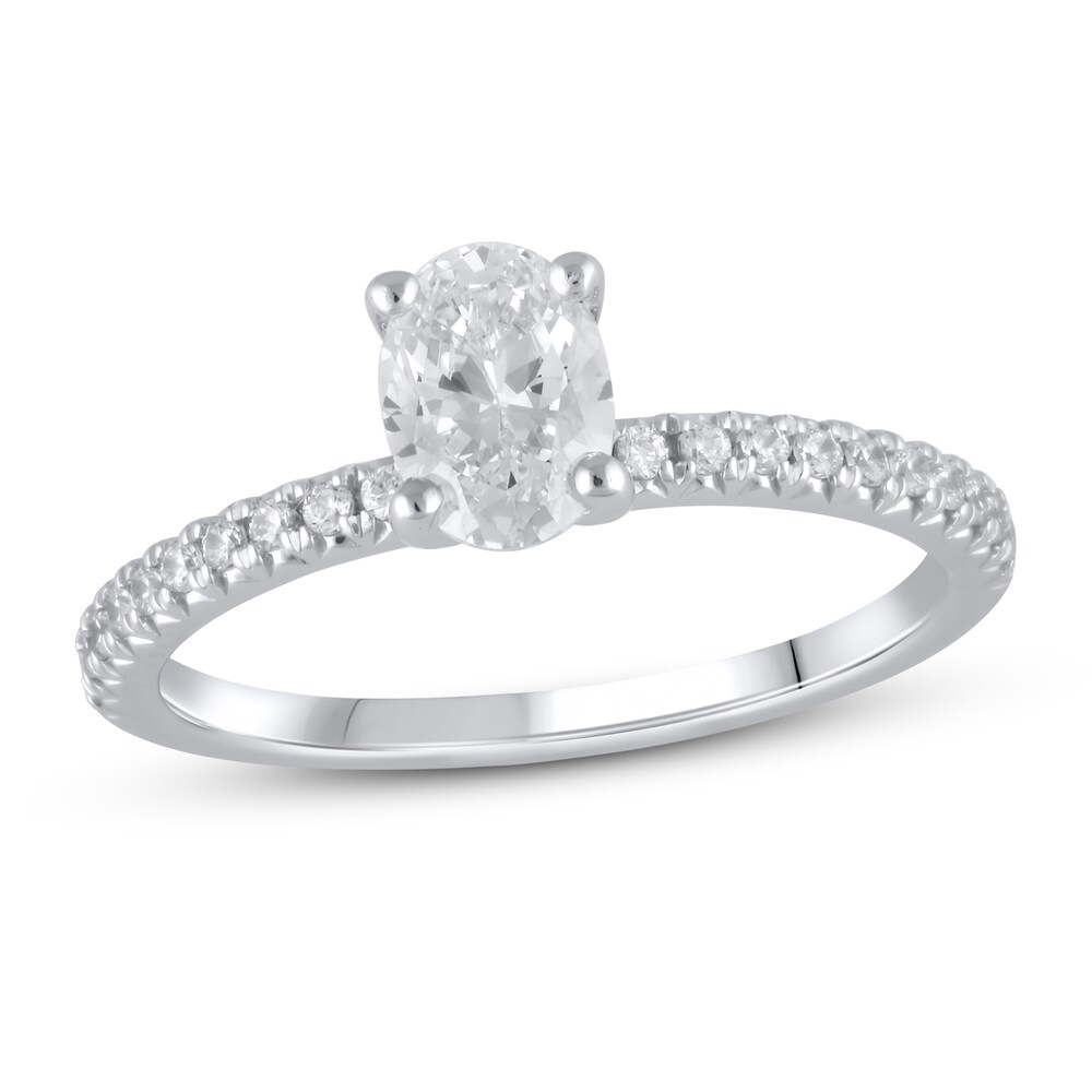 Lab-Created Diamond Engagement Ring 1 ct tw Oval/Round 14K White Gold krIZsHJG