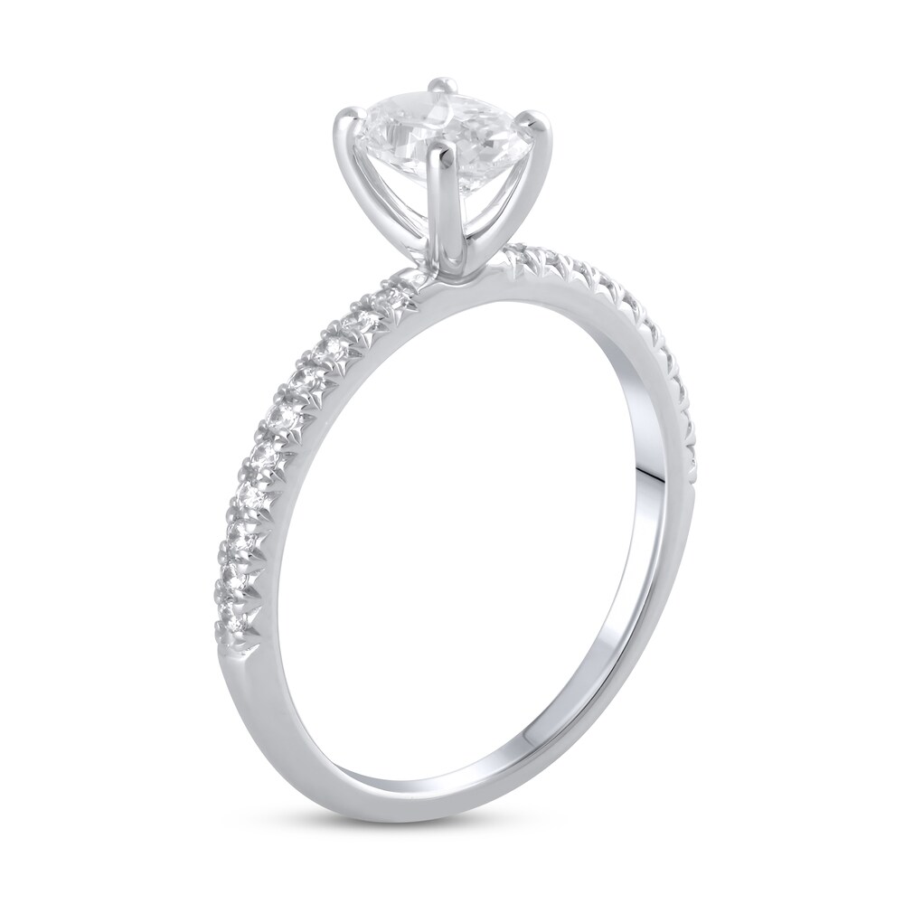 Lab-Created Diamond Engagement Ring 1 ct tw Oval/Round 14K White Gold krIZsHJG