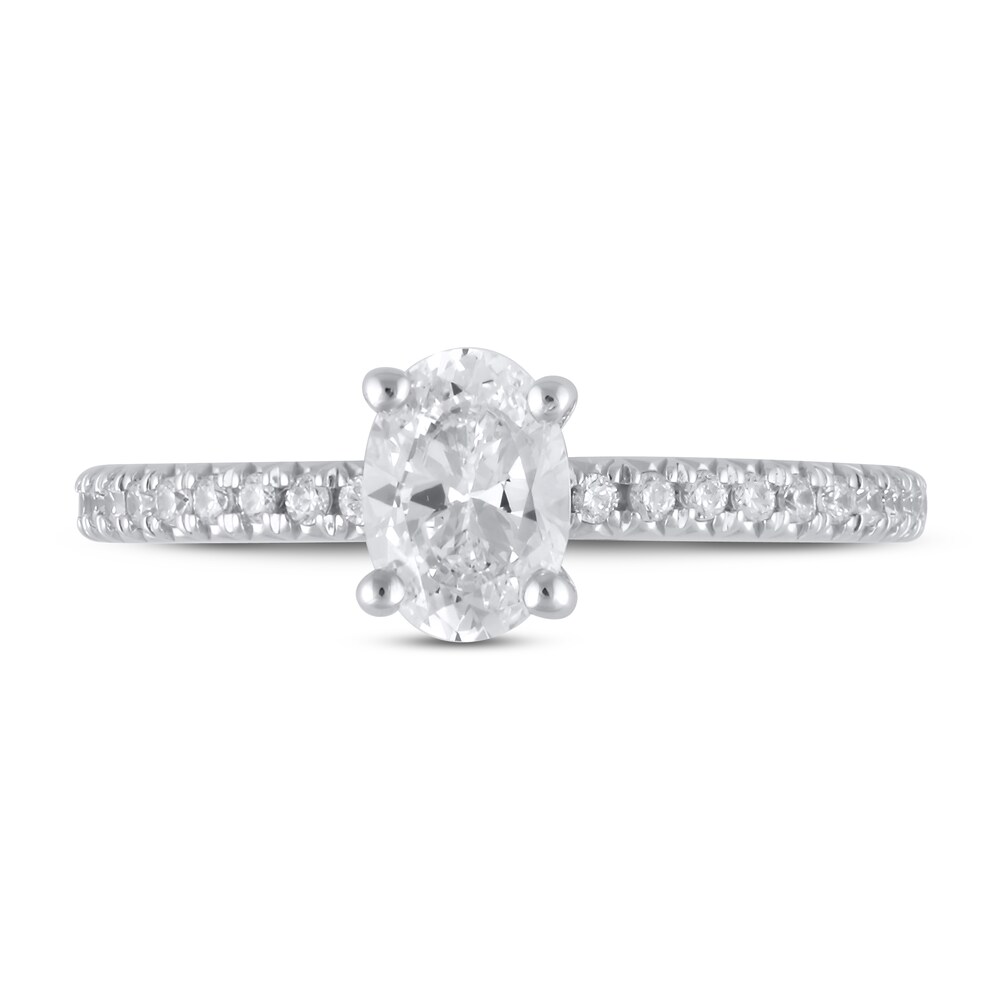 Lab-Created Diamond Engagement Ring 1 ct tw Oval/Round 14K White Gold krIZsHJG