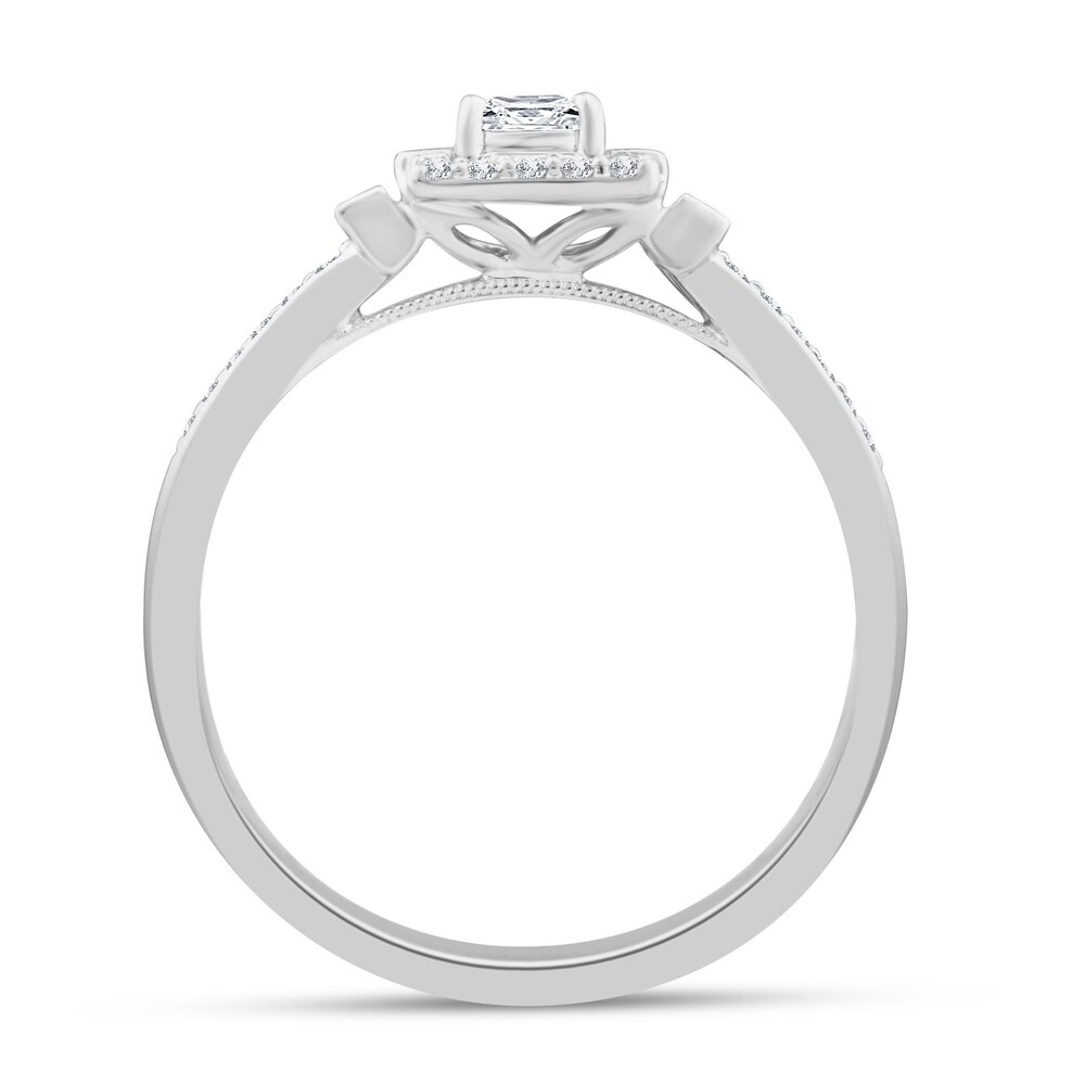 Diamond Promise Ring 3/8 ct tw Round/Baguette/Princess 10K White Gold kzWbcnuI