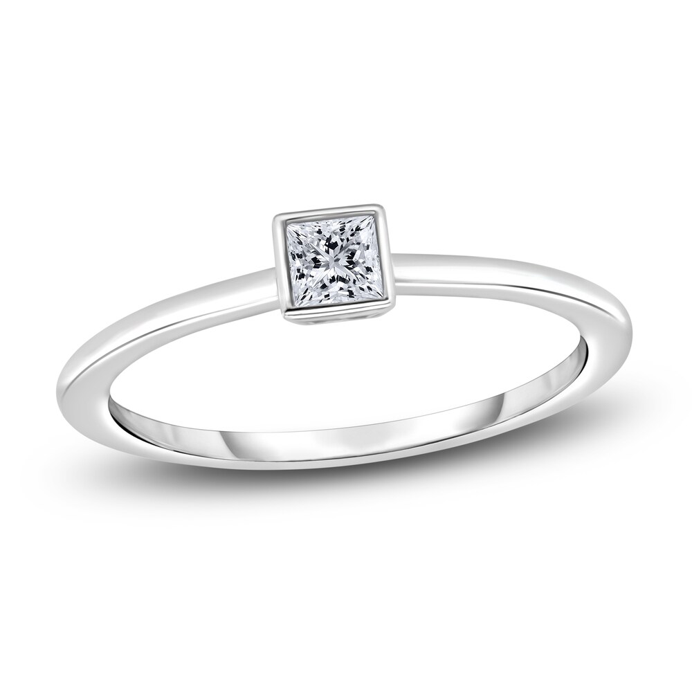 Diamond Solitaire Engagement Ring 1/4 ct tw Bezel-Set Princess 14K White Gold (I2/I) l1RIdj9d