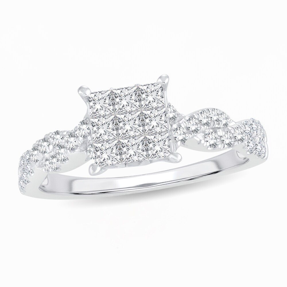 Diamond Ring 3/4 ct tw Princess 14K White Gold l2z88y1O