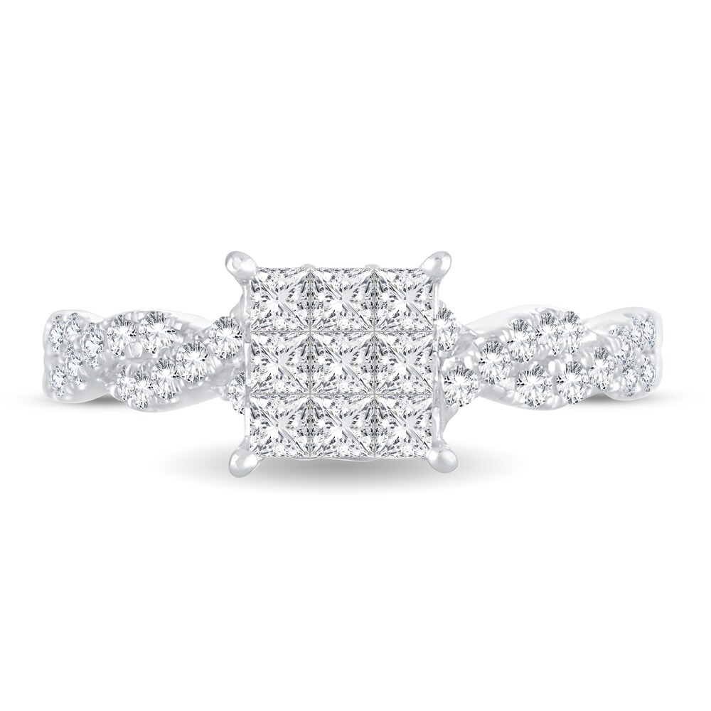 Diamond Ring 3/4 ct tw Princess 14K White Gold l2z88y1O