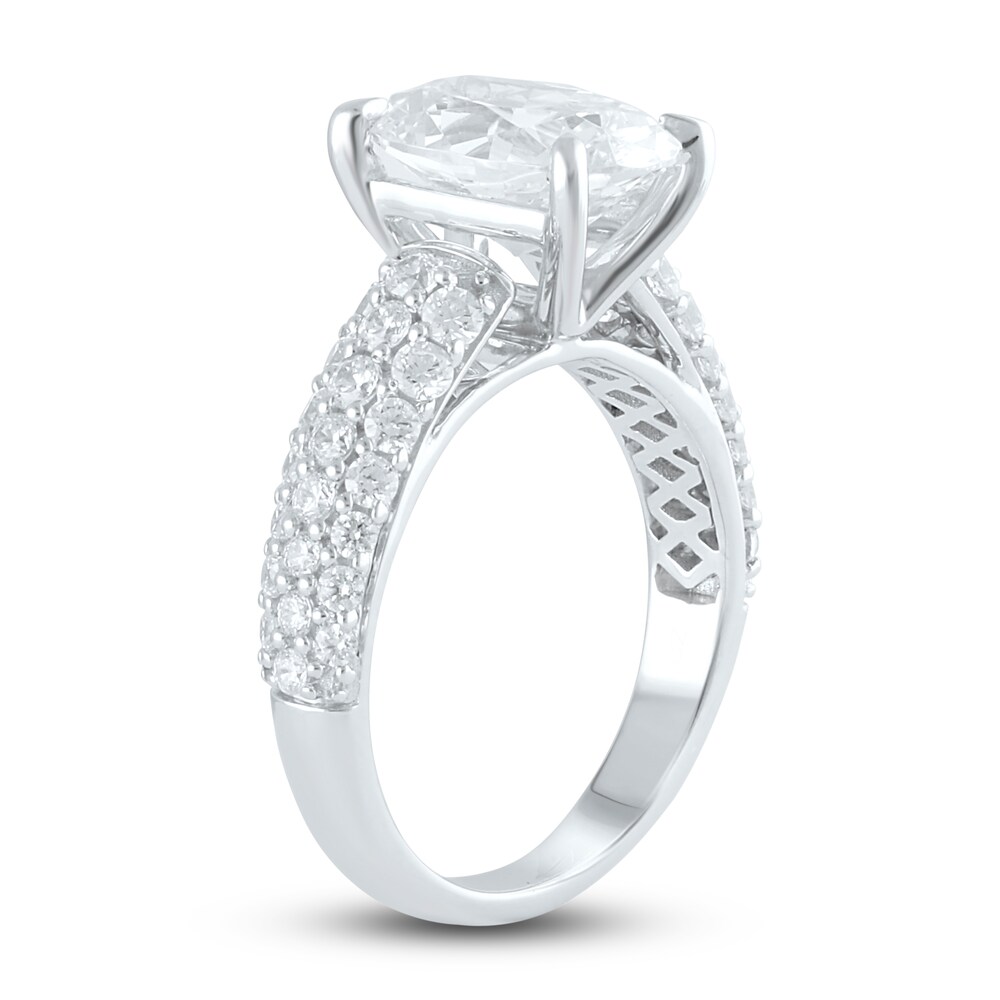 Lab-Created Diamond Engagement Ring 4 ct tw Oval/Round 14K White Gold l9iz1dQV