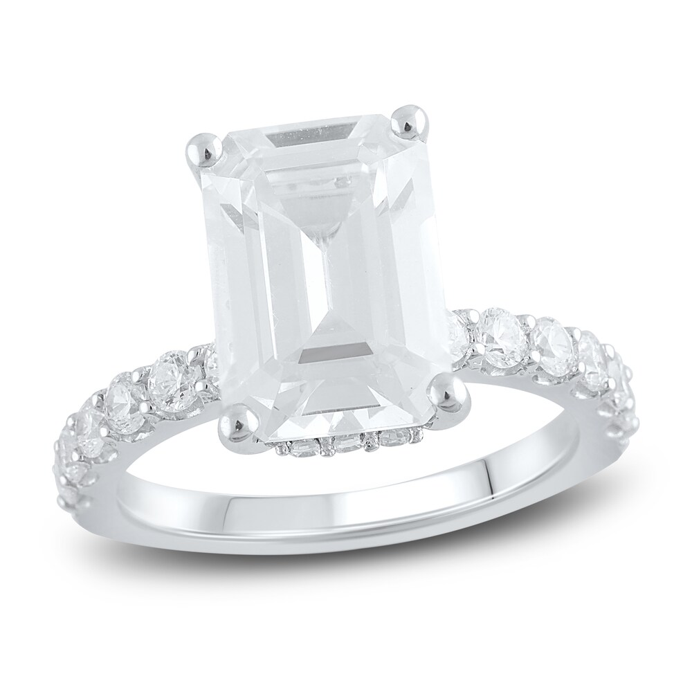Lab-Created Diamond Engagement Ring 5-7/8 ct tw Emerald/Round Platinum lEAe7Wo6