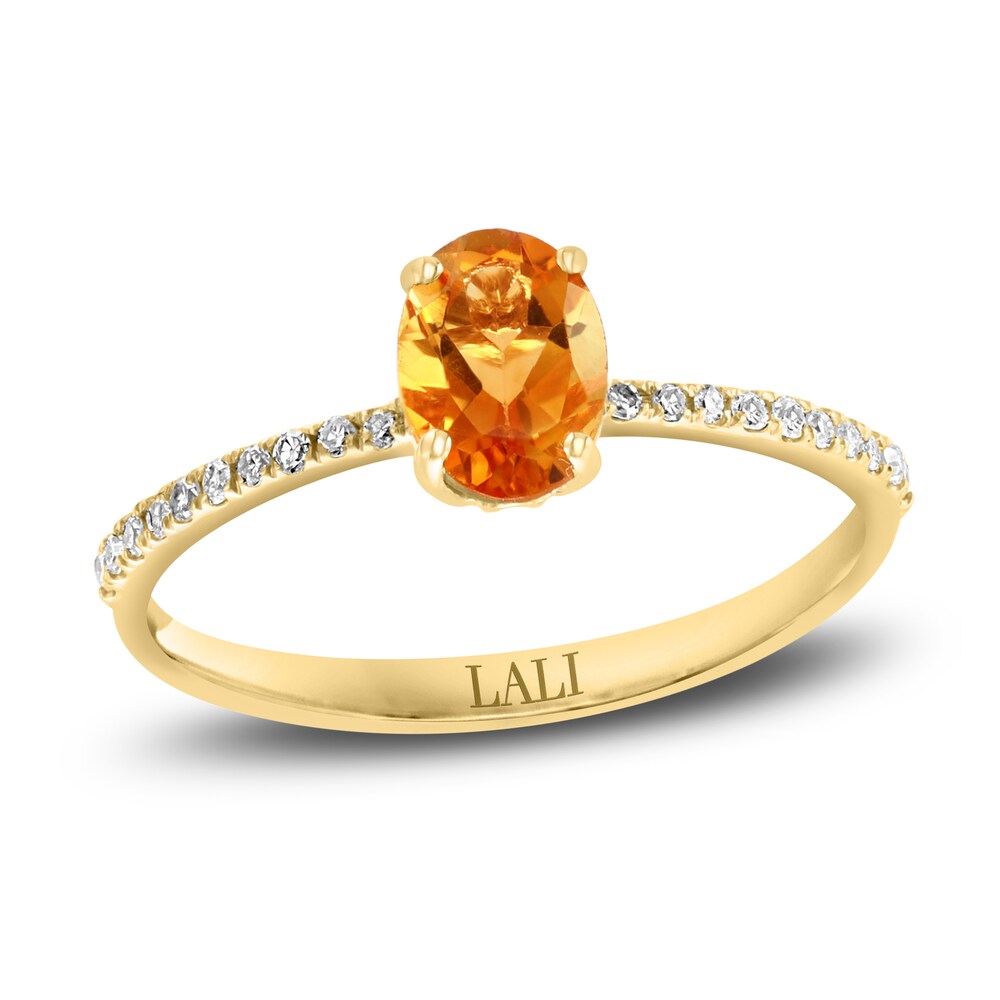 LALI Jewels Natural Citrine Engagement Ring 1/10 ct tw Diamonds 14K Yellow Gold lF8mO1zu [lF8mO1zu]