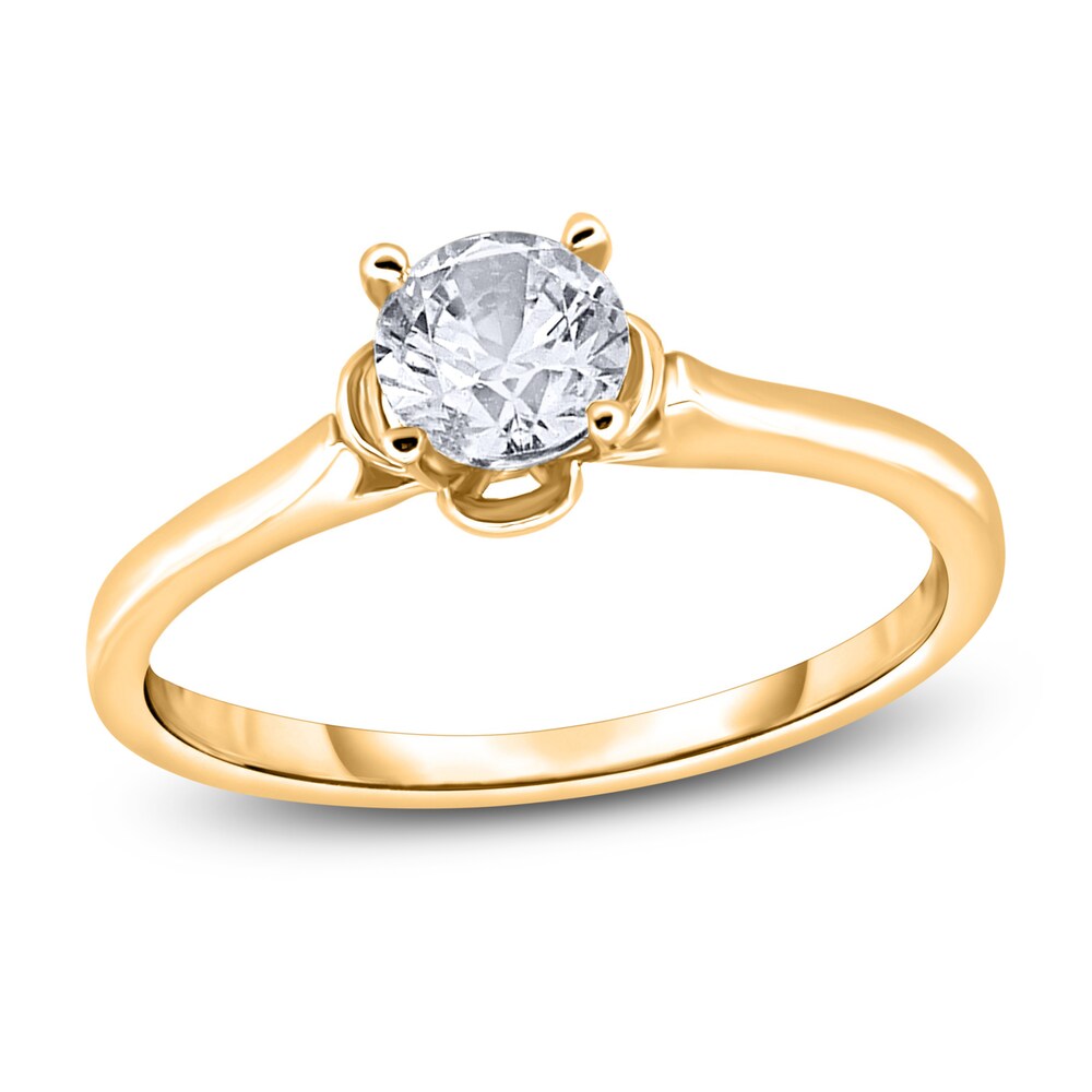 Diamond Solitaire Floral Engagement Ring 1/2 ct tw Round 14K Yellow Gold (I2/I) lFZToY6o