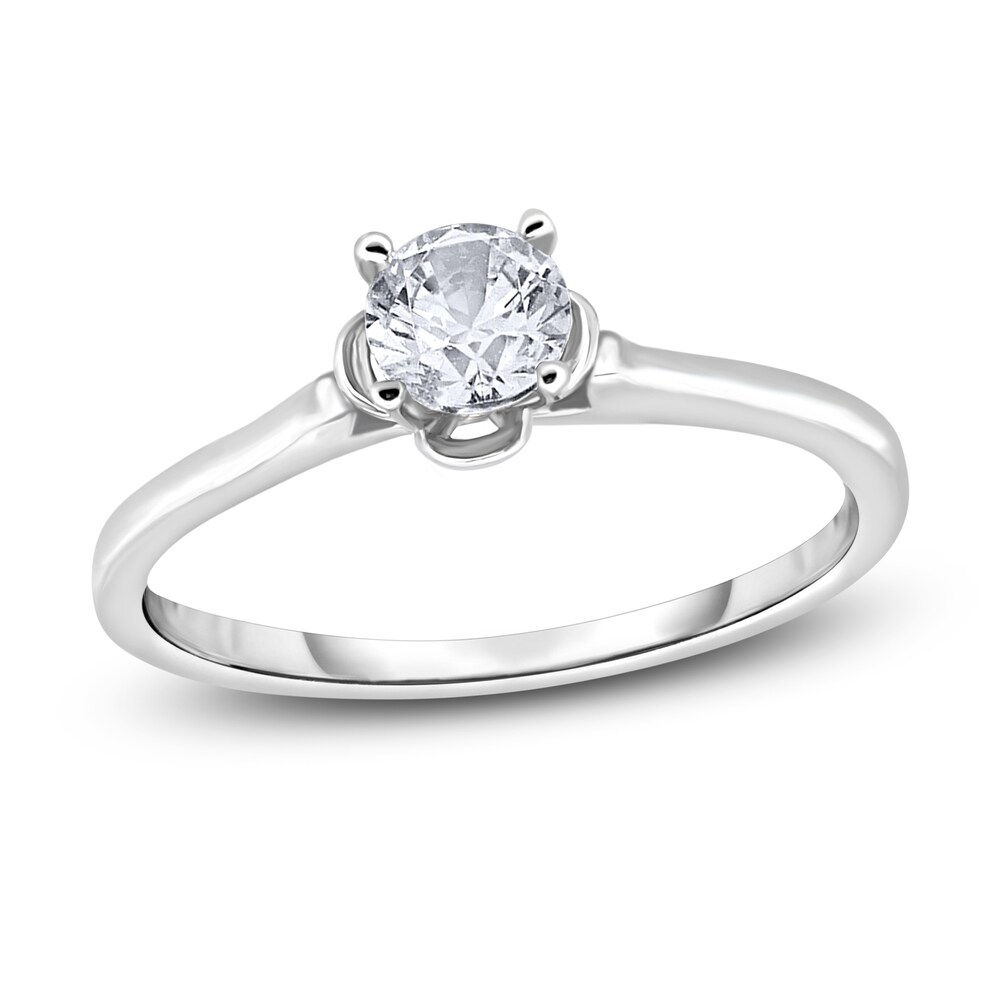Diamond Solitaire Floral Engagement Ring 3/4 ct tw Round 14K White Gold (I2/I) lHbpMntk