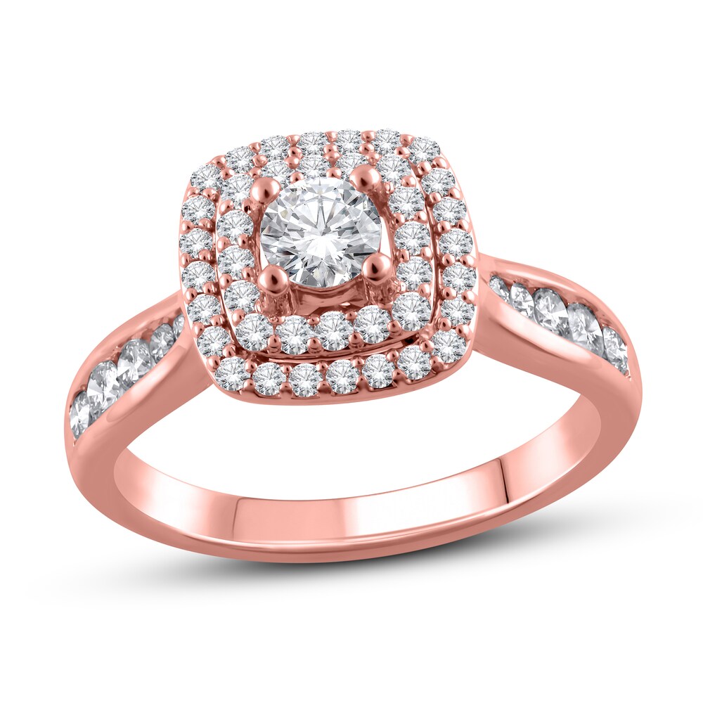 Diamond Engagement Ring 7/8 ct tw Round 14K Rose Gold lPrDlr06