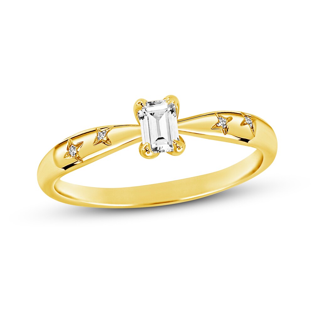 Diamond Engagement Ring 1/3 ct tw Round/Emerald 14K Yellow Gold lQ62bAyK