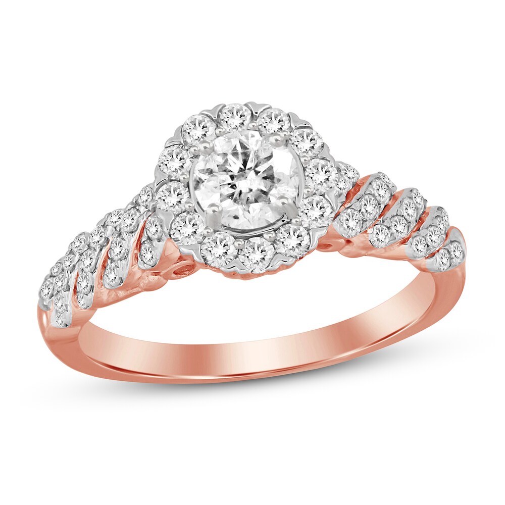 Diamond Engagement Ring 7/8 ct tw Round 14K Rose Gold lRuIiUd1