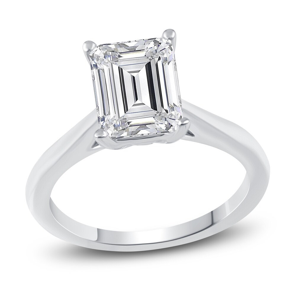 Lab-Created Diamond Solitaire Ring 2-1/2 ct tw Emerald 14K White Gold (F/VS2) lSEpYdmz [lSEpYdmz]