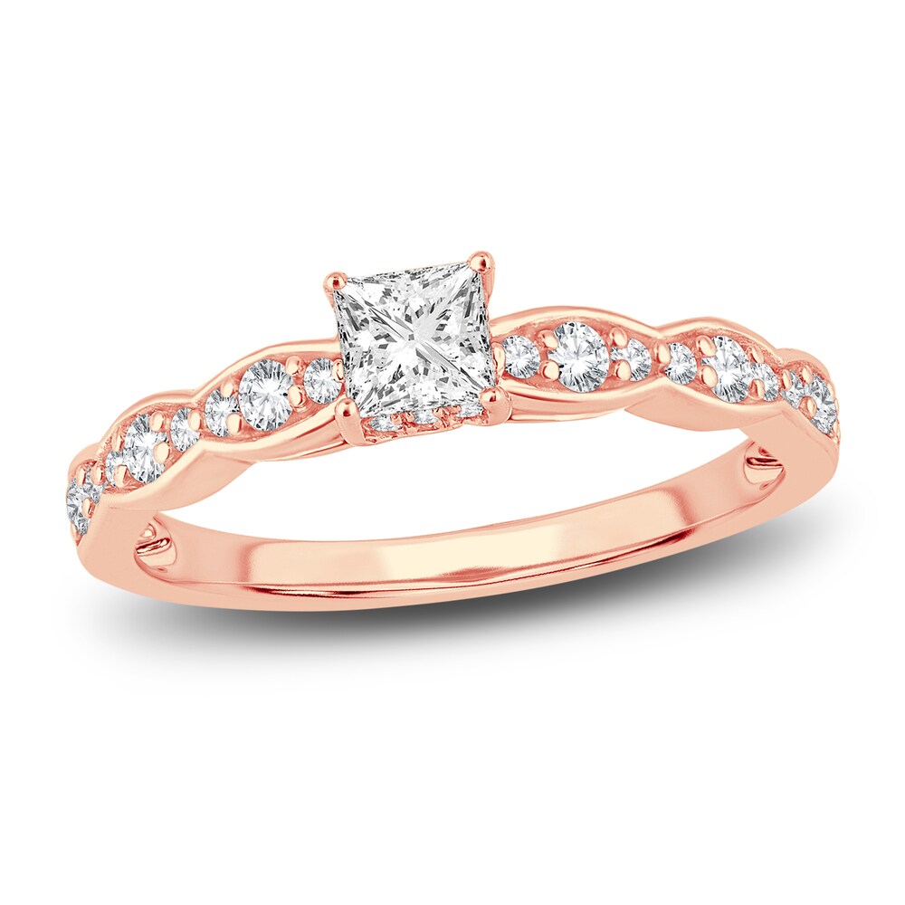 Diamond Engagement Ring 5/8 ct tw Princess/Round 14K Rose Gold lU7Smy8M