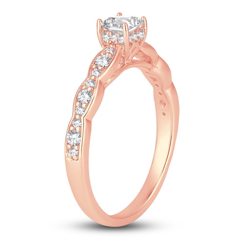Diamond Engagement Ring 5/8 ct tw Princess/Round 14K Rose Gold lU7Smy8M