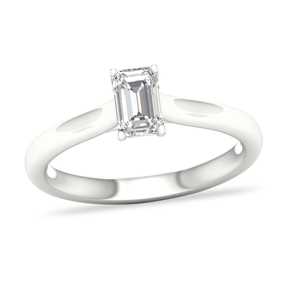 Diamond Solitaire Ring 1/2 ct tw Emerald-cut 14K White Gold (SI2/I) lb2rG80H