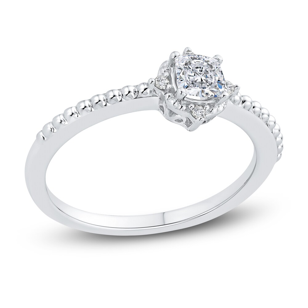 Diamond Engagement Ring 3/8 ct tw Cushion/Round 14K White Gold leCeFqcx