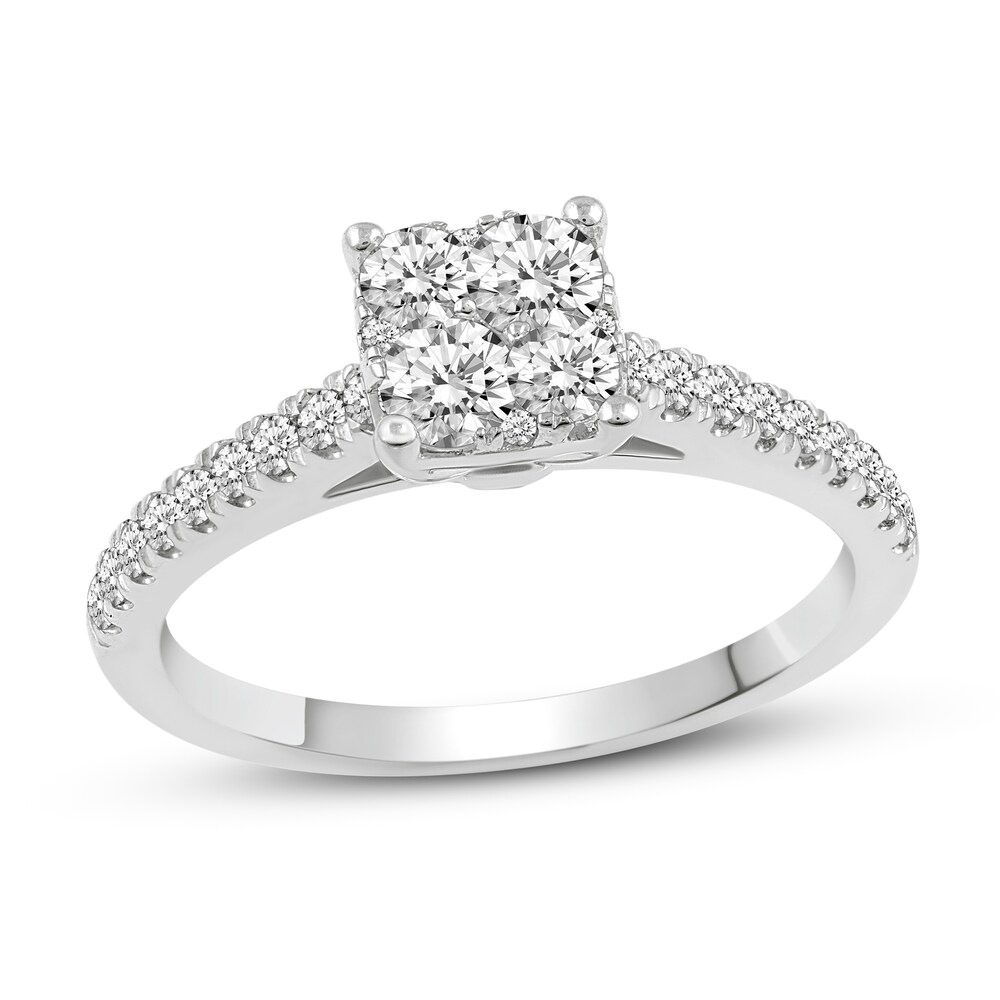 Diamond Engagement Ring 3/4 ct tw Round 14K White Gold lejVZfVb