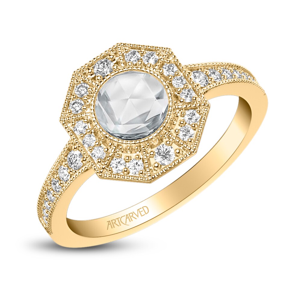 ArtCarved Rose-Cut Diamond Engagement Ring 3/4 ct tw 14K Yellow Gold lekPUWKY