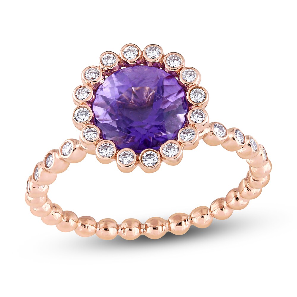 Natural Amethyst Engagement Ring 1/4 ct tw 14K Rose Gold lerl6dwR