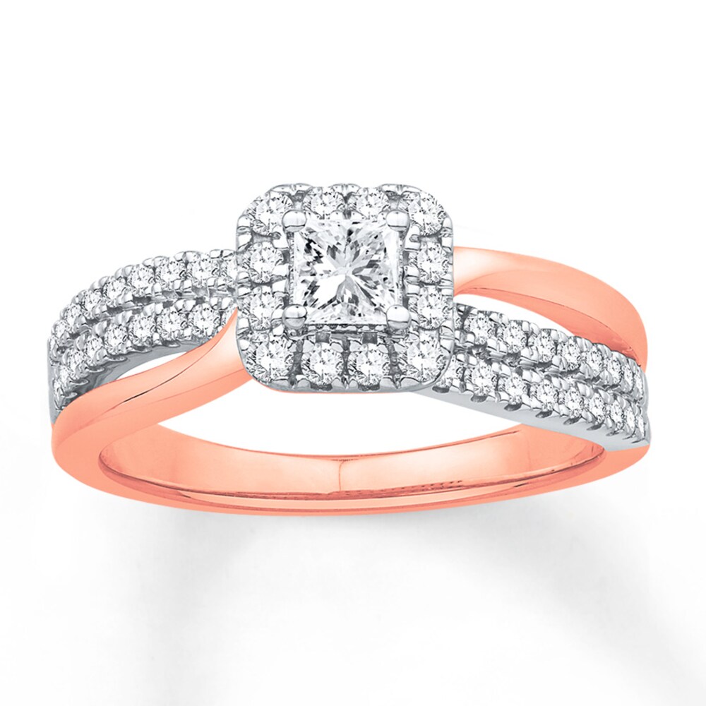 Diamond Engagement Ring 5/8 cttw Princess-cut 14K Two-Tone Gold lgh45dPE