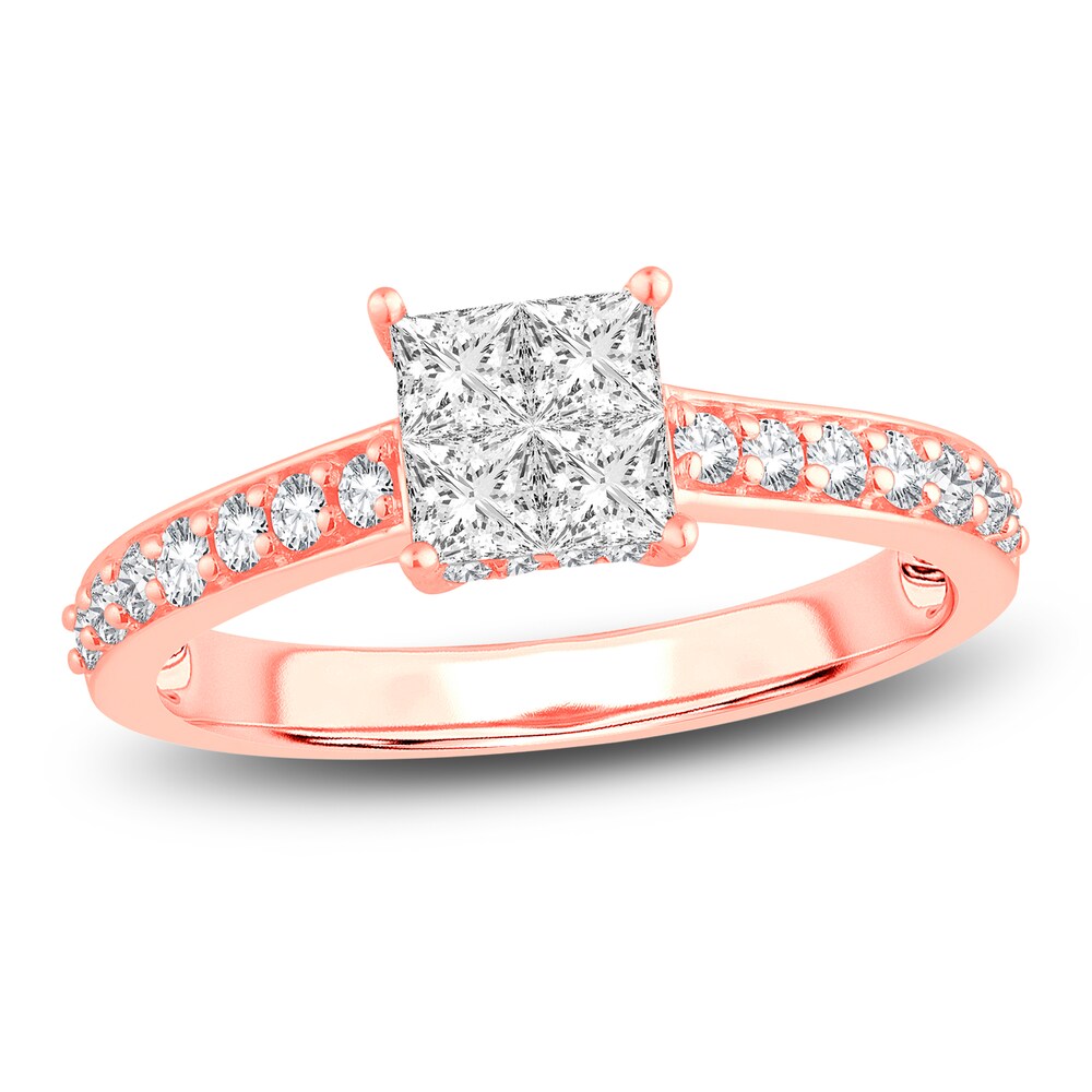 Diamond Engagement Ring 7/8 ct tw Princess/Round 14K Rose Gold ltPbQqo6