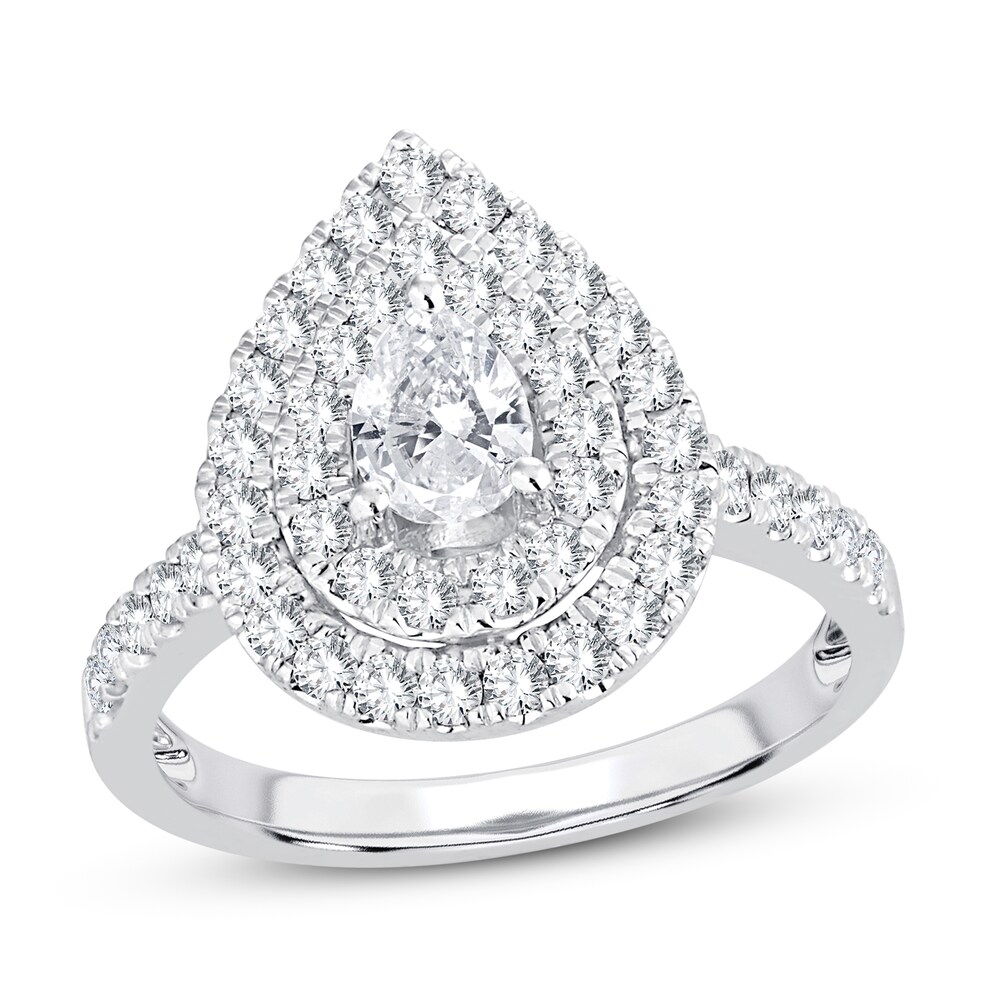 Diamond Engagement Ring 1-1/4 ct tw Pear-shaped/Round-cut 14K White Gold ltbwRPhE