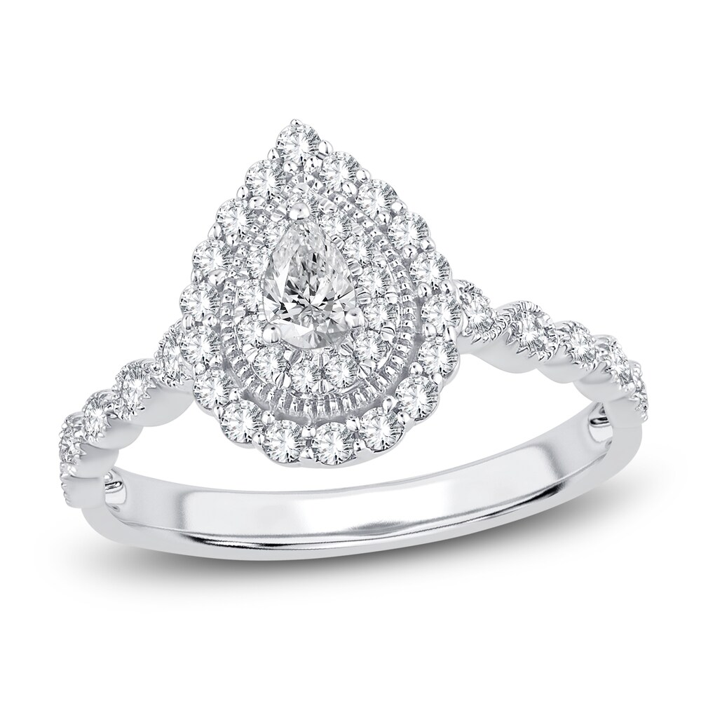 Diamond Engagement Ring 1/2 ct tw Pear/Round 14K White Gold m2jGZpZ6
