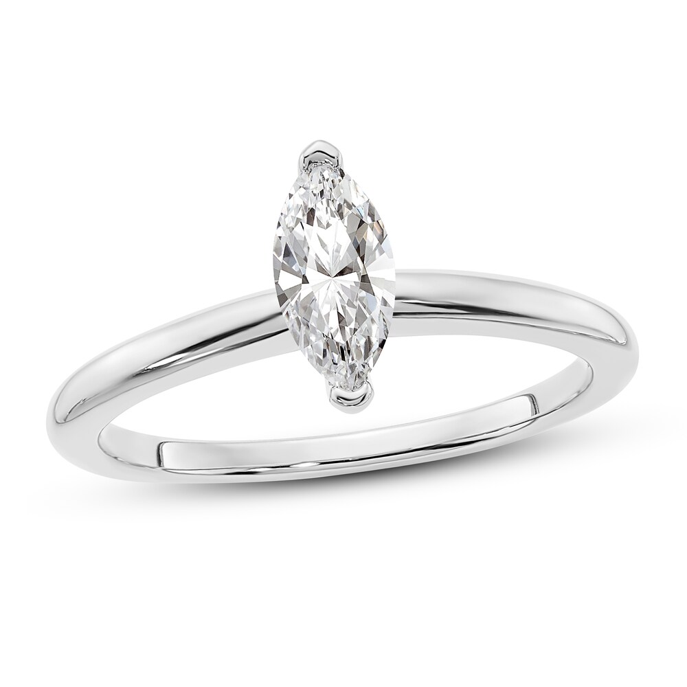 Diamond Solitaire Engagement Ring 1/2 ct tw Marquise 14K White Gold (I1/I) m6O8WG1v